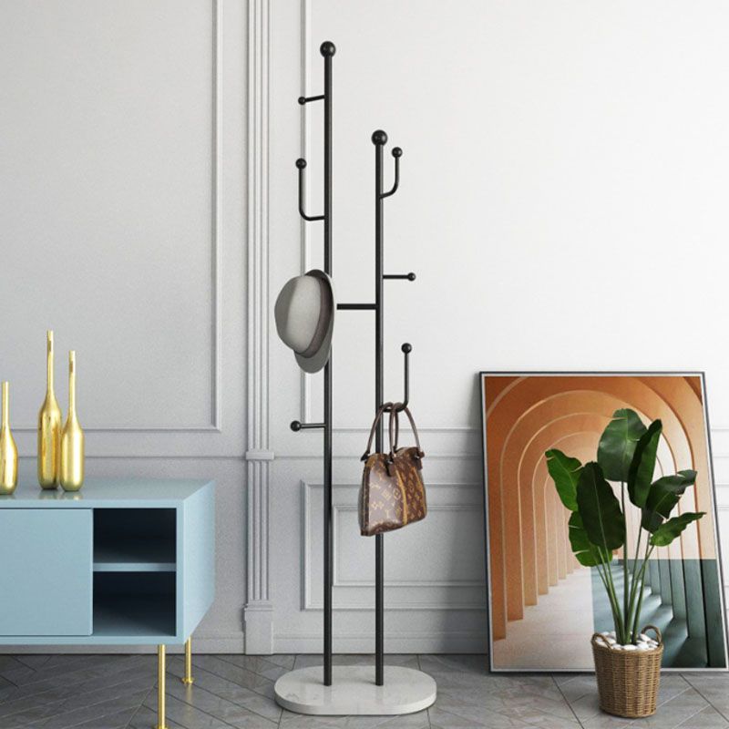 Contemporary Hall Tree Metal Free Standing with Hooks Coat Hanger