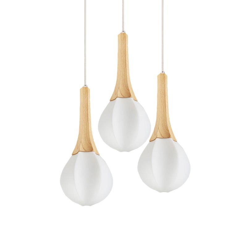 Forme de crème glacée Multi Light Pendant moderne Verre blanc givré 3 bulbes Bulbes Plafond Plafonnement Aménagement