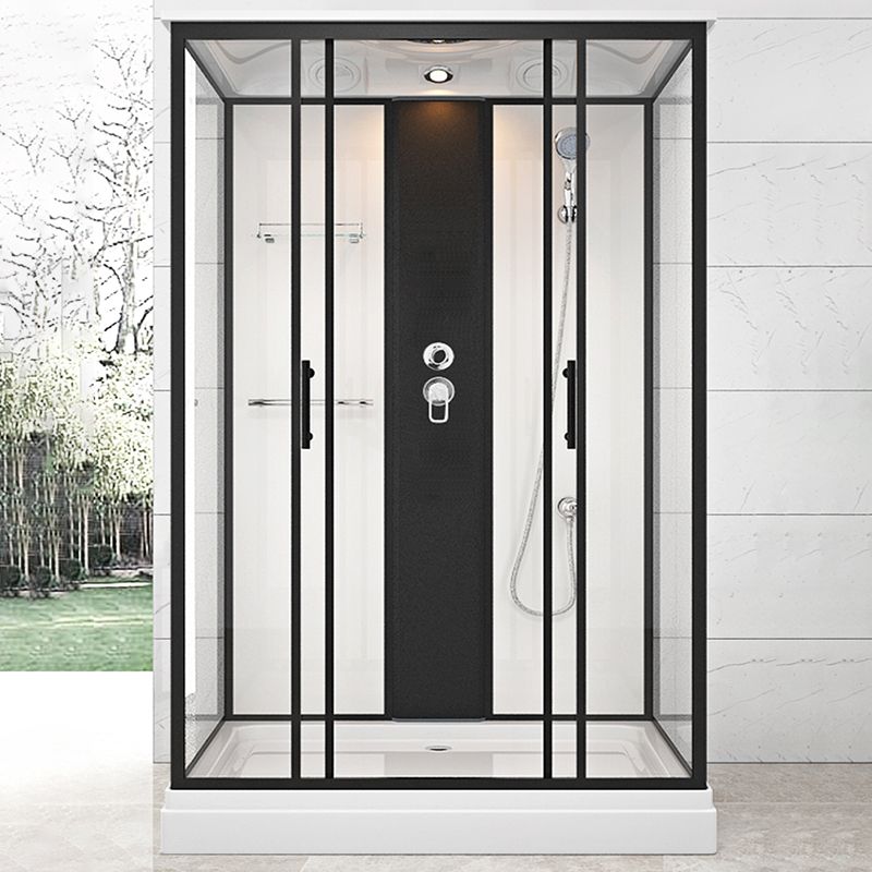 Shower Stall Black Framed Double Sliding Rectangle Shower Stall