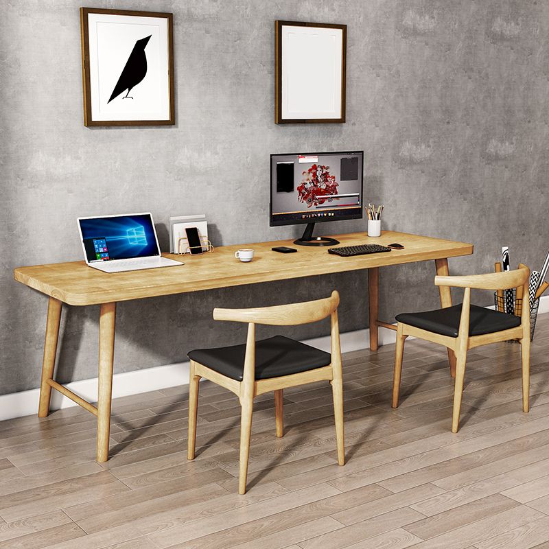 Modern Solid Wood Writing Desk 29.53" Tall Rectangle Office Desk with H-Base