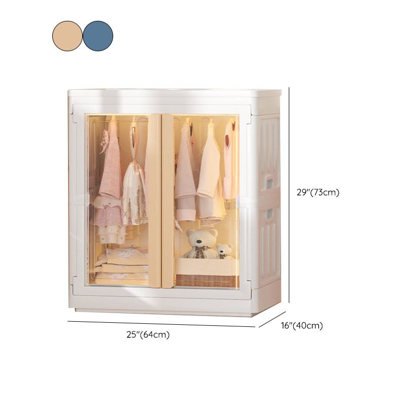 Modern Style Plastic Kids Closet Bedroom Youth Armoire with Garment Rod