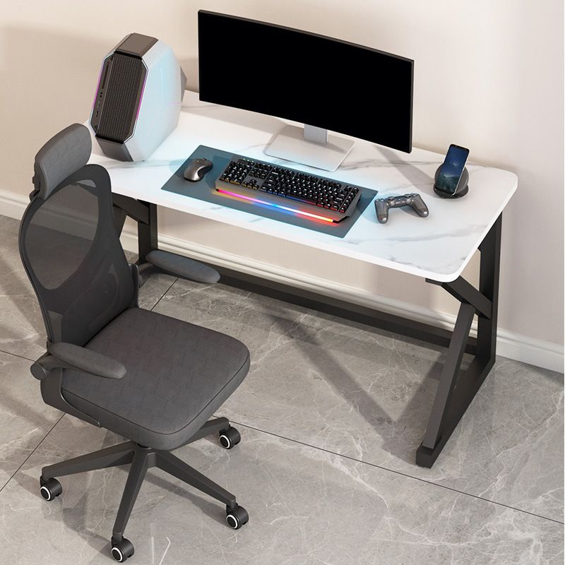 Modern Stone Computer Desk 29.53-inch Tall Gaming Desk with Iron Legs