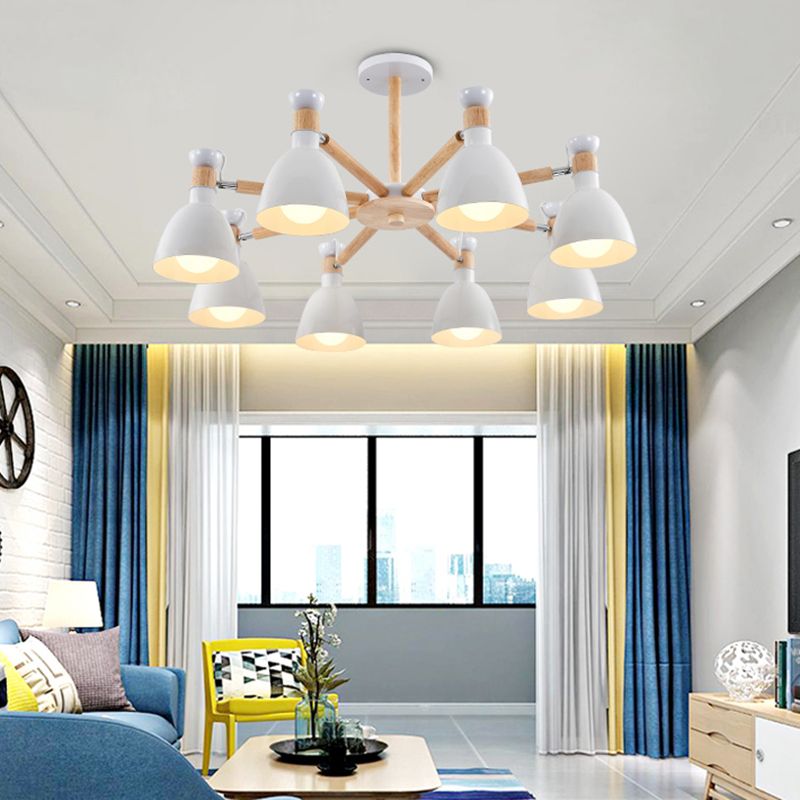 Multi Light Cone Sanging Chandelier Modern Macaron Style Metal Metal Hanging Lamping pour chambre à coucher