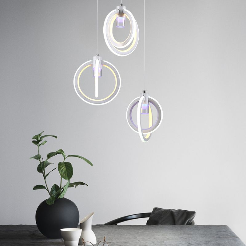 Simple Orbit Acrylic Drop Pendant 3-Light Hanging Ceiling Light Fixture for Living Room