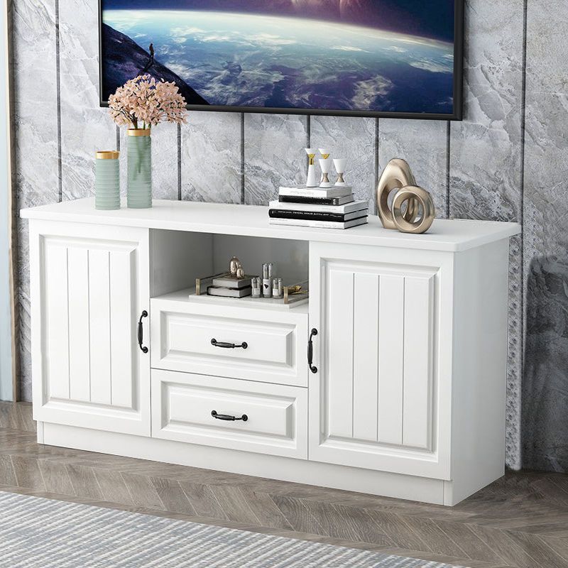 Modern Wooden TV Stand Open Storage TV Console with Drawers and Doors , 16" D X 27.5" H