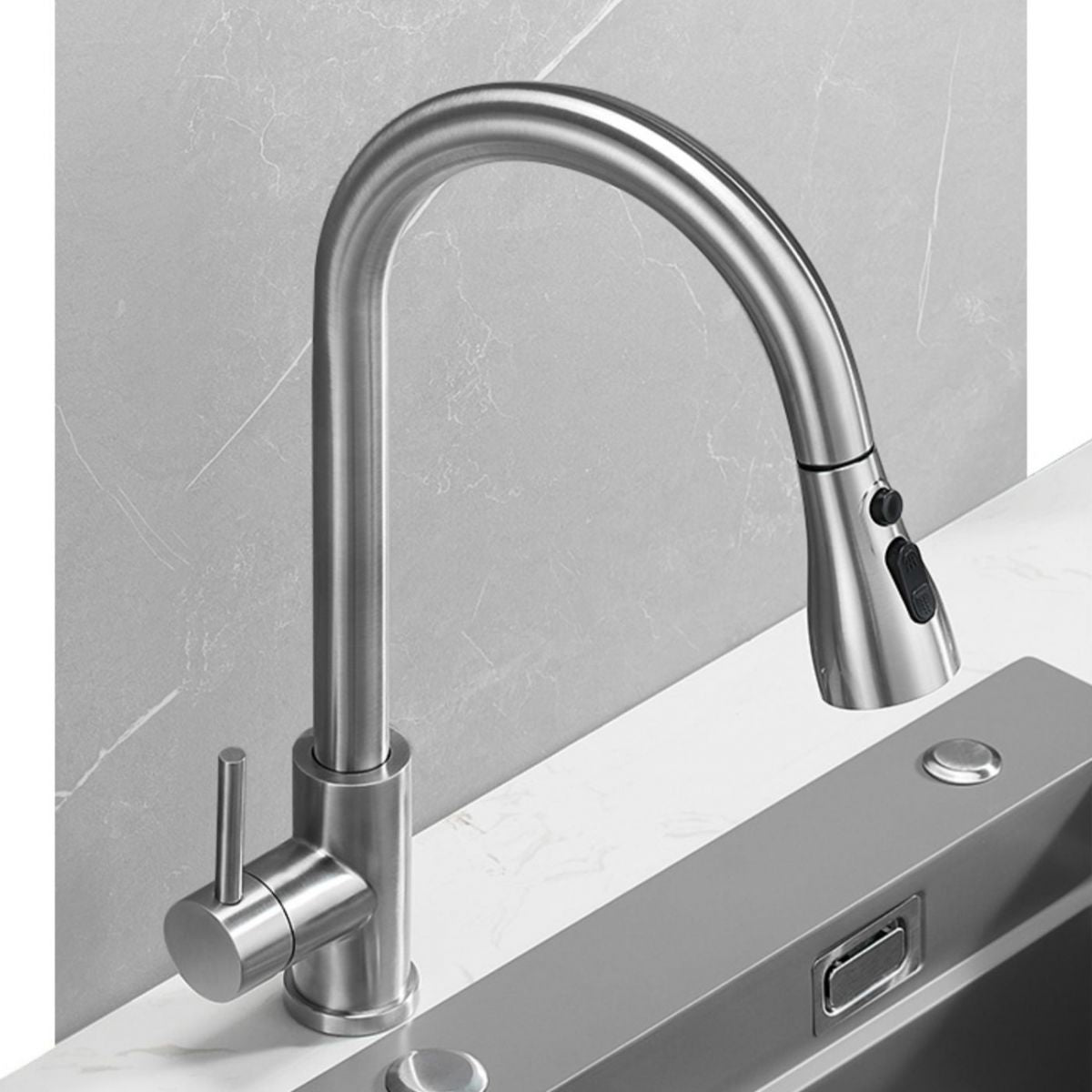 Modern Style Kitchen Faucet Lever Handle 304 Stainless Steel Kitchen Faucet