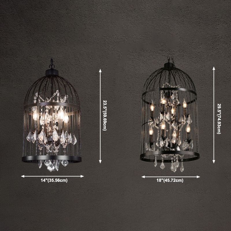 Industrial Style Chandelier Light Fixtures Iron Cage Hanging Chandelier for Restaurant