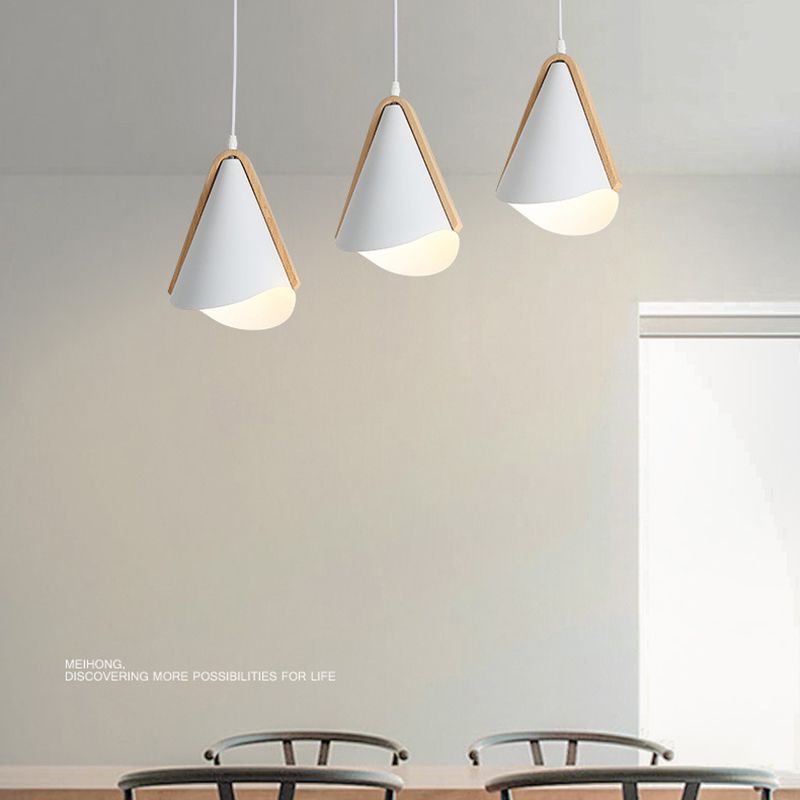 Cone Shade 3-Lights Modern Simple LED Style Hanging Ceiling Lights in White