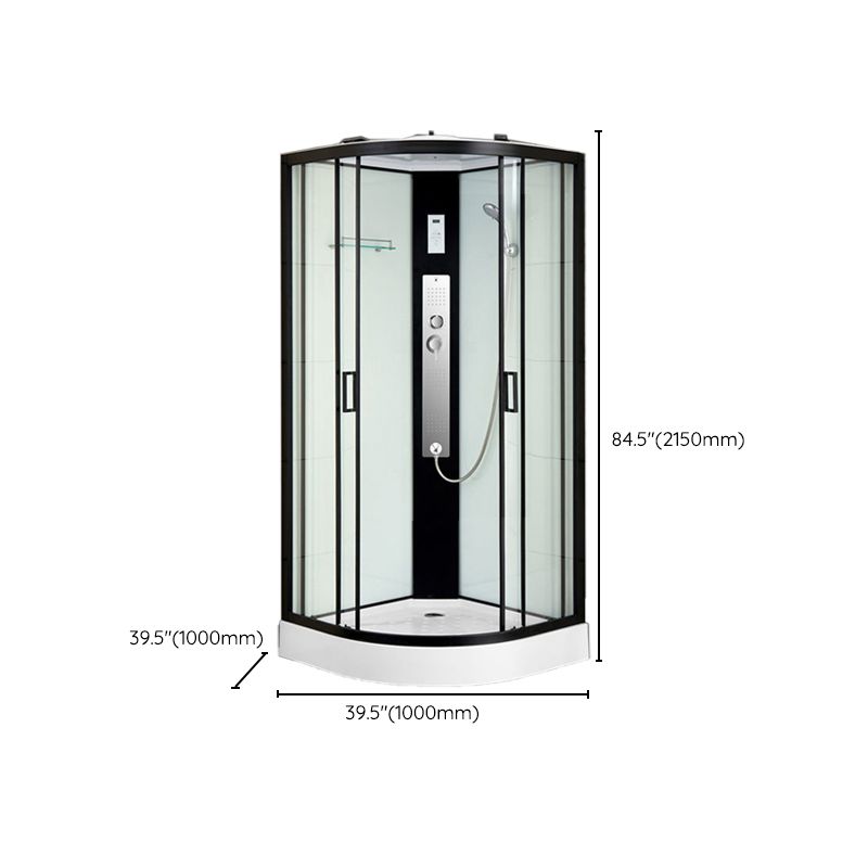 Black Framed Shower Enclosure Double Sliding Round Shower Stall