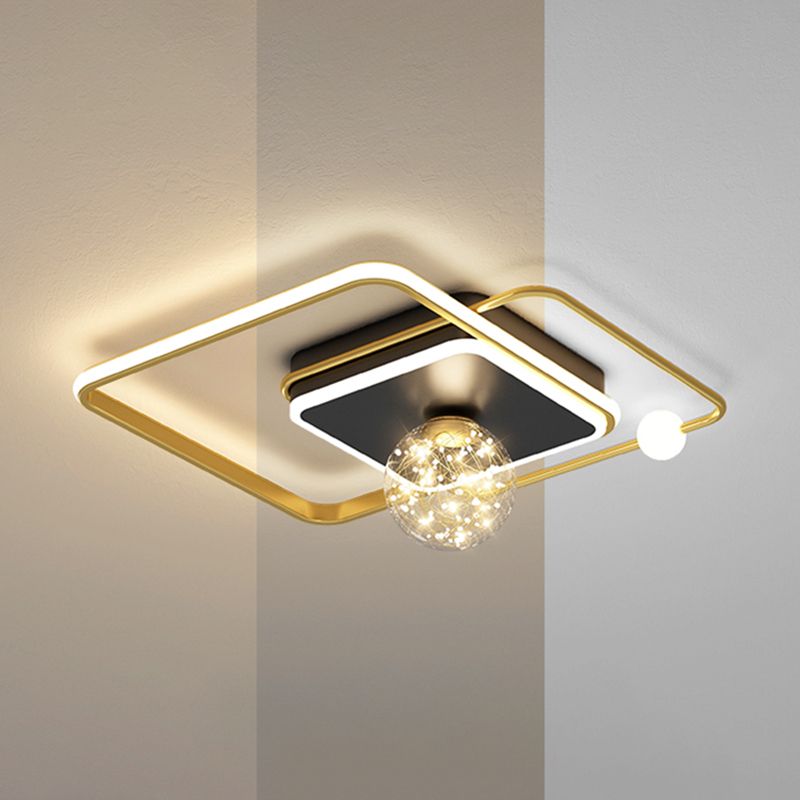 Gold LED Flush Ceiling Light Fixtures Modern Flush Mount Ceiling Fixture for Living Room