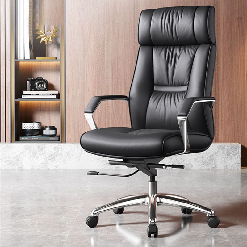 Contemporary Leather Managers Chair Padded Arms Desk Chair for Office