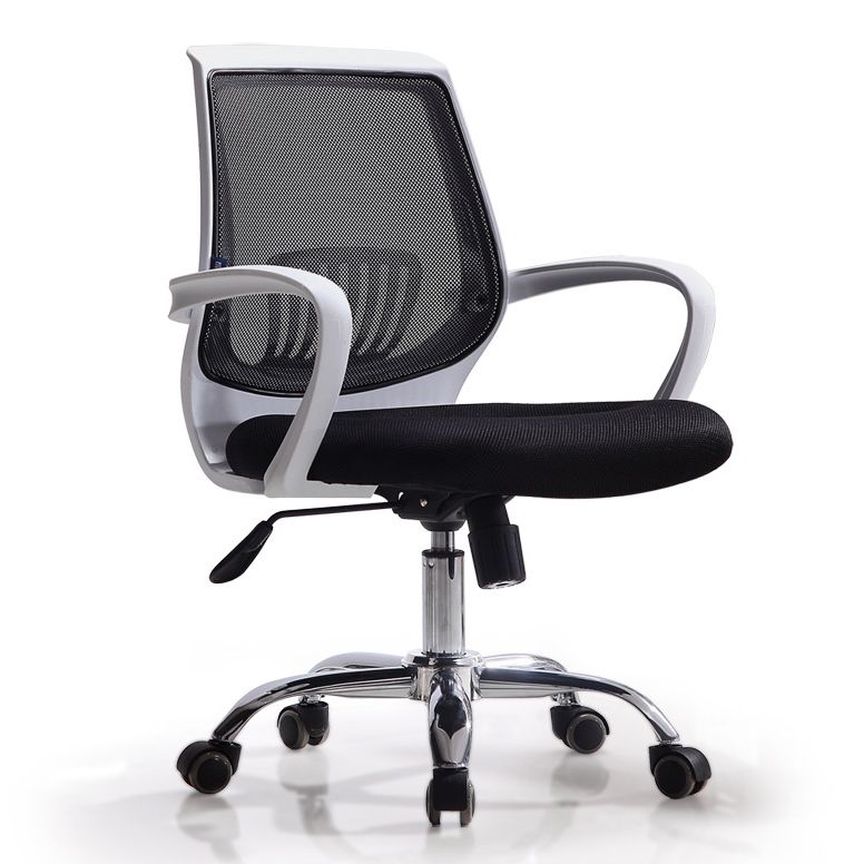 Modern Mid Back Desk Chair Mesh Fixed Arms Office Chair for Home Office