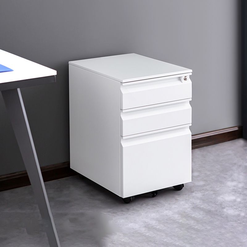 Contemporary File Cabinets Steel Frame Electronic Lock Mobile Filing Cabinet with Wheels