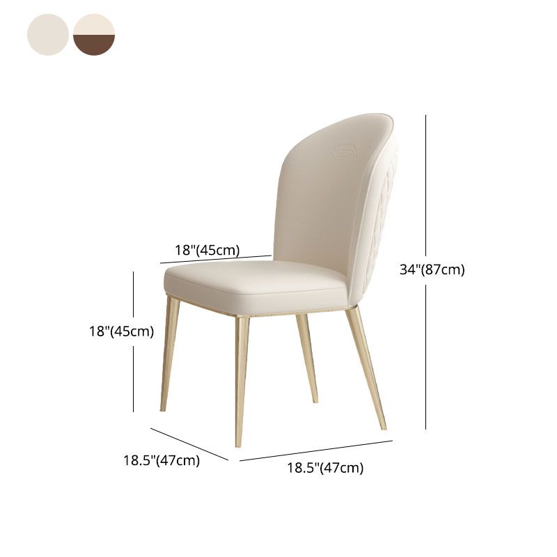 Nordic Style Leather Dining Chairs for Home Armless Solid Back Chair