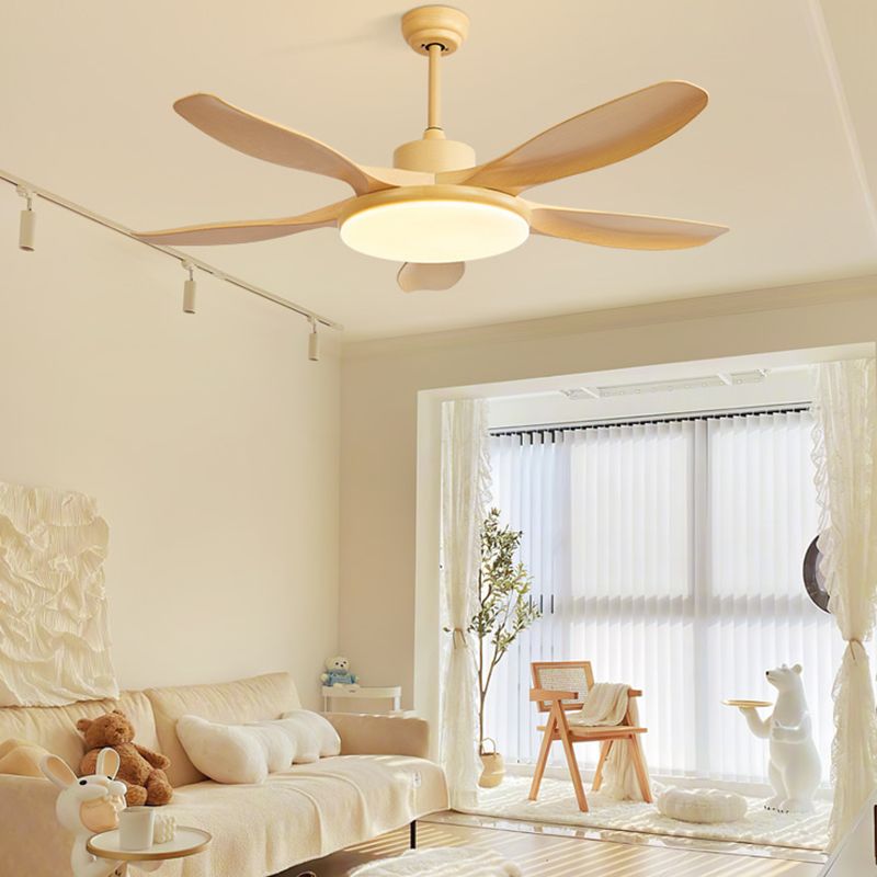 Fan Shape Wood Ceiling Fans Modern Style 1 Light Flush Ceiling Fan in Brown