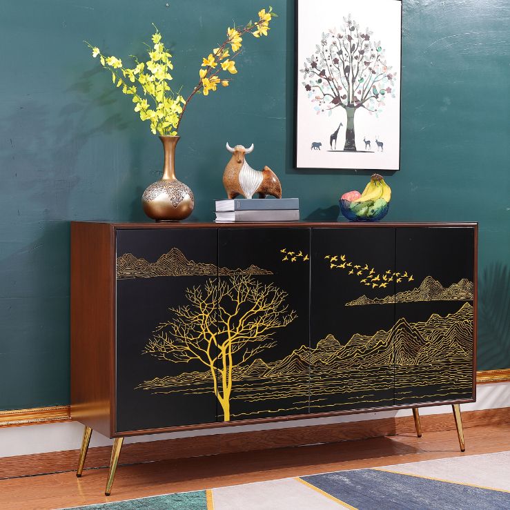 Modern Birch Wood Sideboard Simple Cabinets Dining Server for Living Room