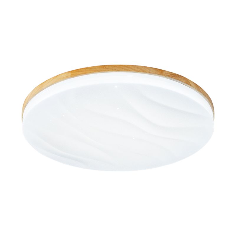 Modern Round Shape Ceiling Light Wood LED Flush Mount Light for Living Room