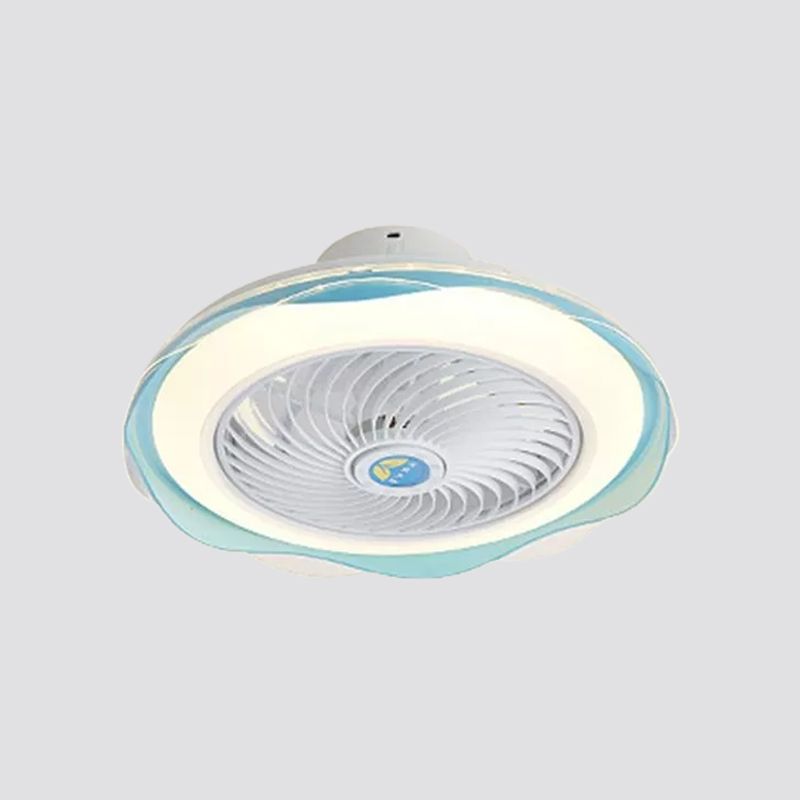 Circle Semi-Flush Mount Contemporary Acrylic 18" Wide LED Pendant Fan Light Fixture for Living Room