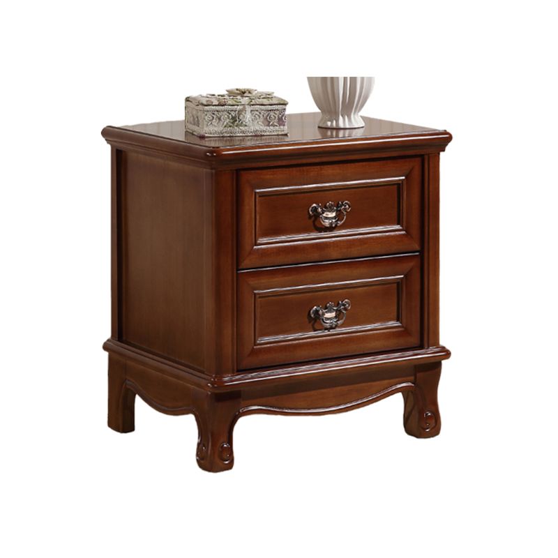 Traditional Accent Table Nightstand Antique Finish Bed Nightstand with Drawers