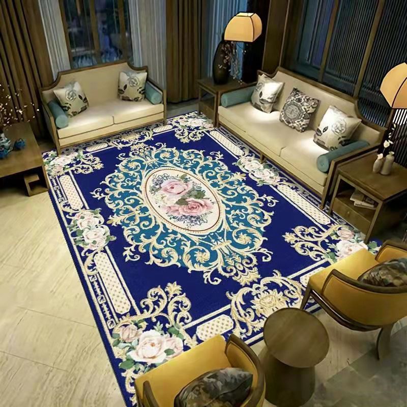 Victoria Floral Design Rug Polyester Area Carpet Non-Slip Backing Indoor Rug for Home Decoration