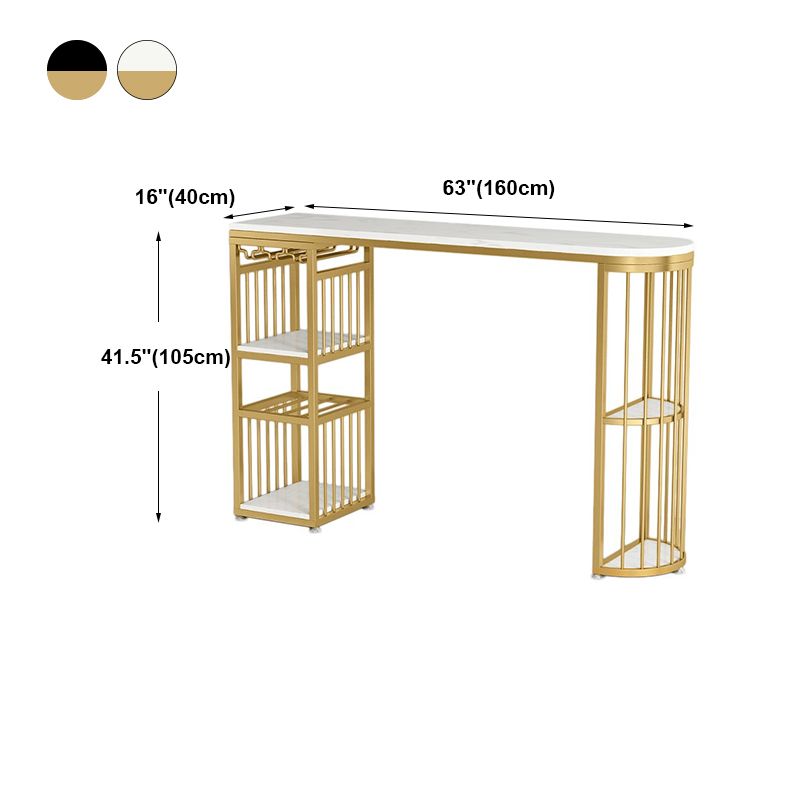 Glam White Marble Bar Table with Specialty Table Top Double Pedestal Table - 42" H