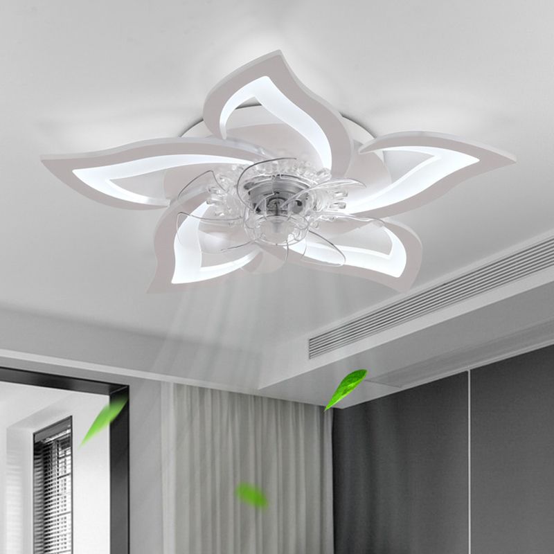 Metal Flower Shape Ceiling Fan Modern Style 5 Lights Ceiling Fans Fixtures