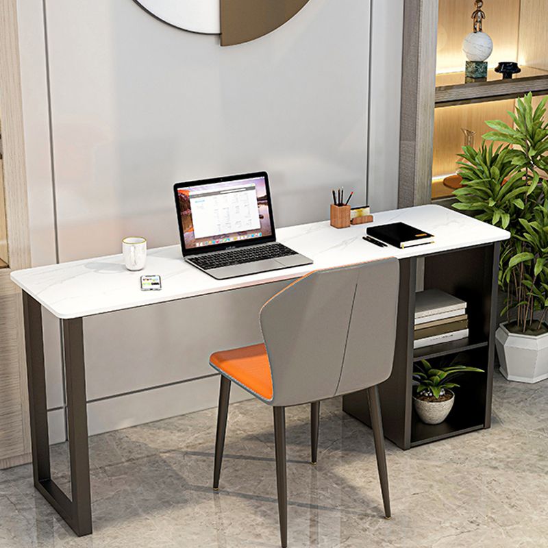 Contemporary Steel Base Computer Desk 29.5 Inch High Home Writing Desk