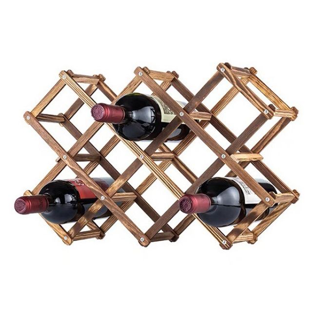 Countertop Modern Bottle Wine Rack Solid Wood Collapsible Bottle Rack Horizontal