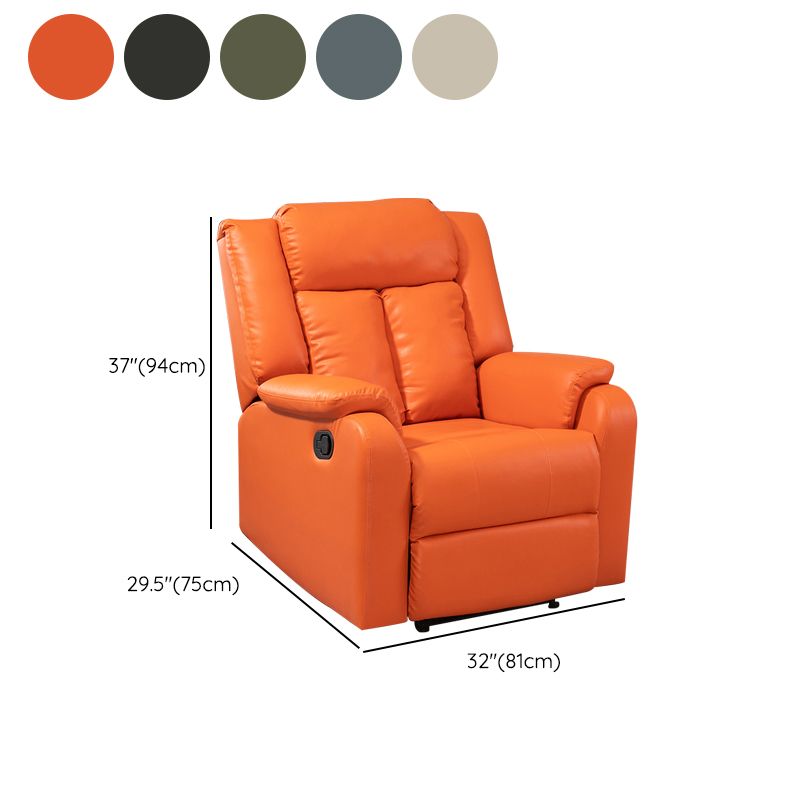 Contemporary Wingback Recliner Swivel Base Indoor Solid Color Manual-Push Botton