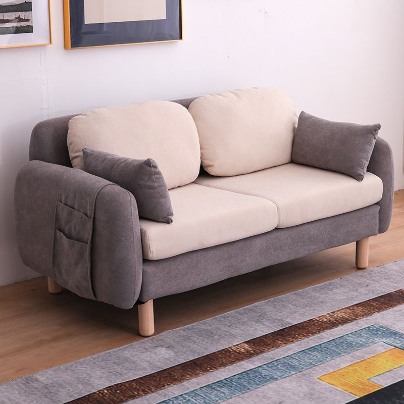 Contemporary Square Arm Sofa Linen Standard Sofa for Living Room, Apartment