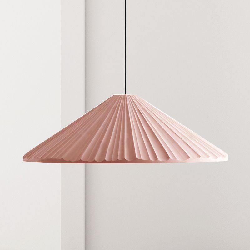 Nordic Style Fold Cone Pendant Light 1 Head Resin Hanging Light for Cafe Restaurant