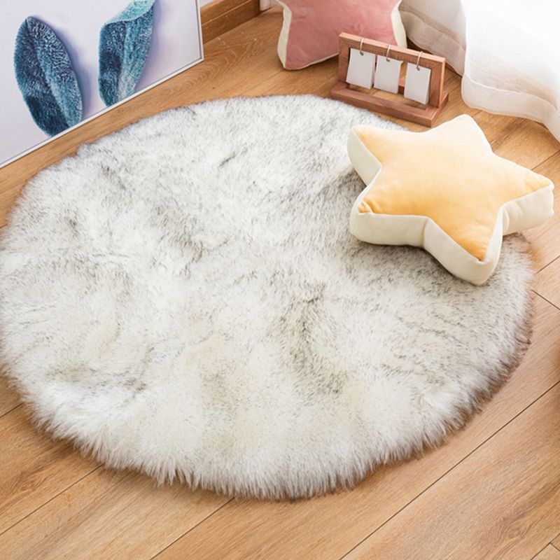 Round Plain Shag Carpet Polyester Creative Indoor Rug Non-Slip Backing Area Rug for Living Room