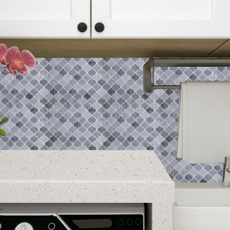 Modern Quatrefoil Wallpaper Panel Set Grey Pick Up Sticks Wall Covering for Kitchen