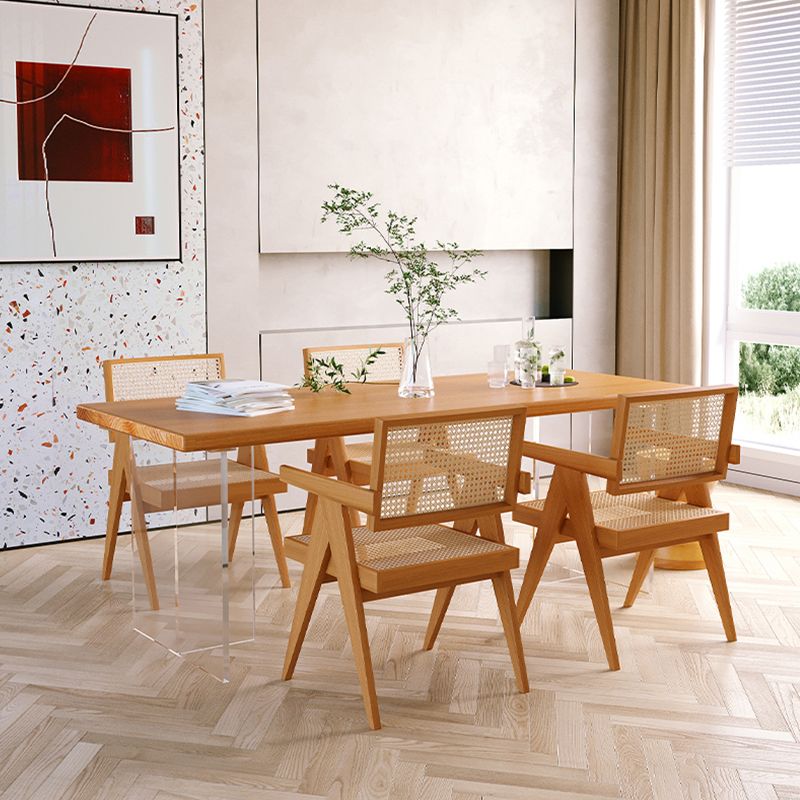 Modern 1/5 Pieces Dining Set Rectangle Pine Wood Dining Table for Kitchen