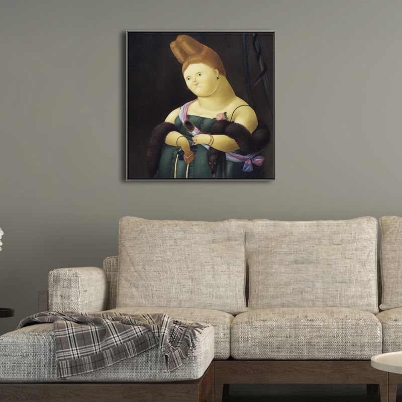 Funny Figure Wall Art House Interior Fernando Botero Drawing Canvas Print in Soft Color