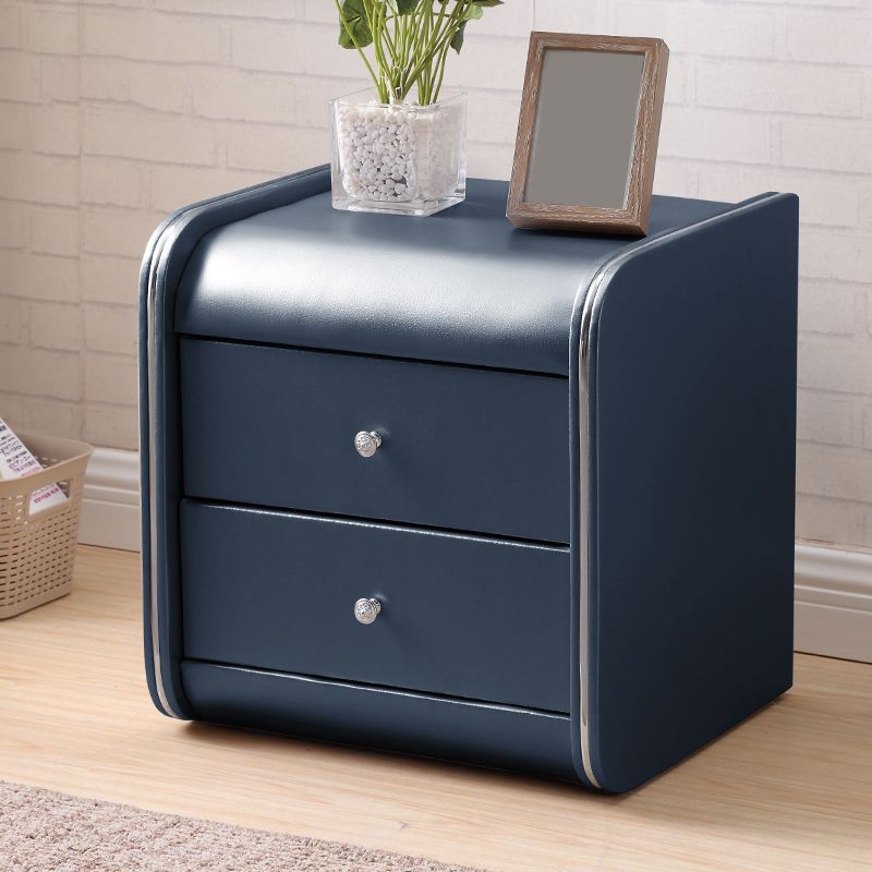 Rectangular 2 Drawers Nightstand Contemporary 18.9" H Night Table