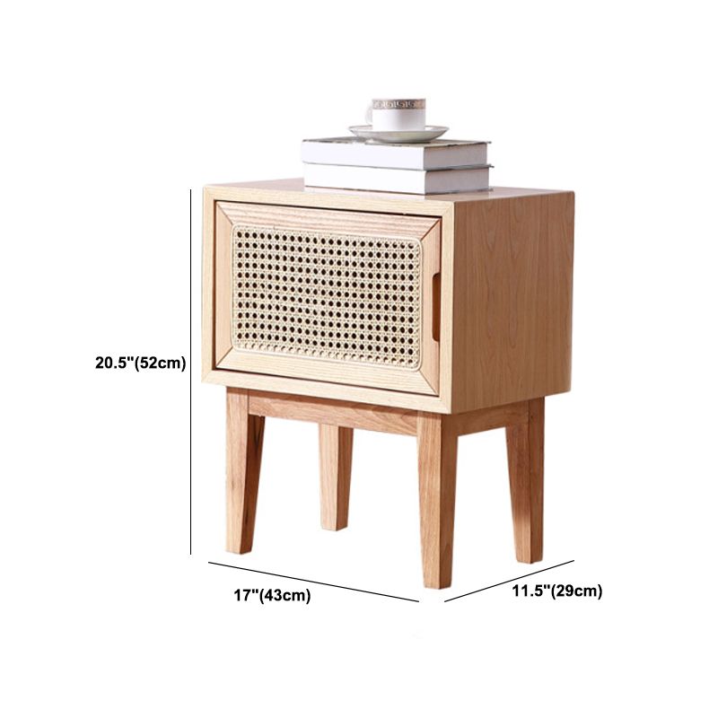 Contemporary Wood Accent Table Nightstand 20.47" Tall Bed Nightstand