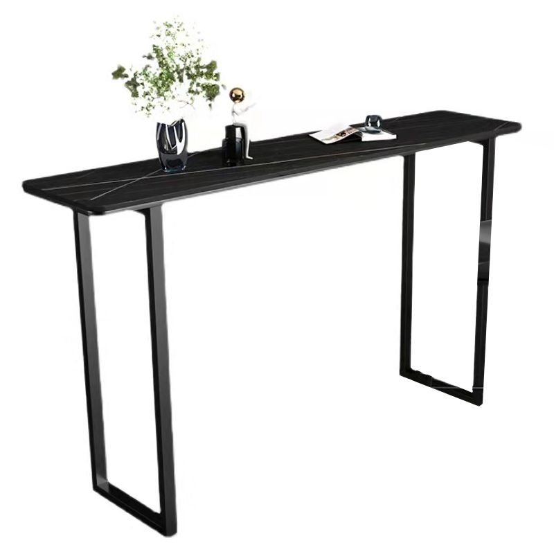 Indoor Stone Counter-height Pub Table Rectangle Sled Industrial Bar Dining Table