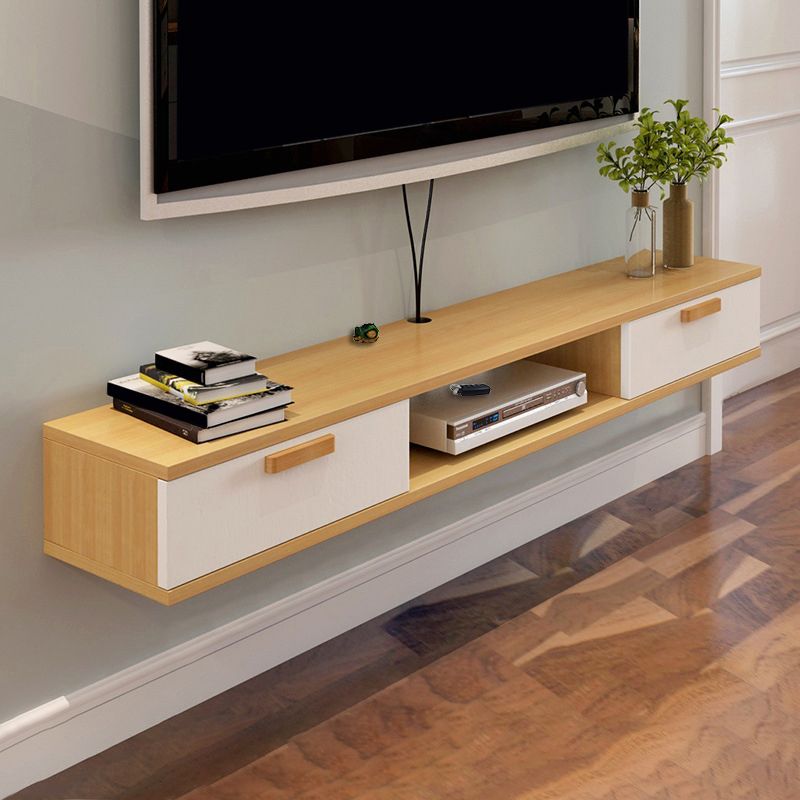 Modern Wood TV Console Open Storage TV Stand for Living Room