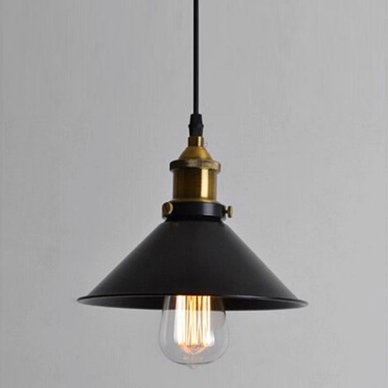 Black 1 Light Pendant Light Industrial Retro Retro Tile Tile Metal Metal Sanging Lamping for Dining Room