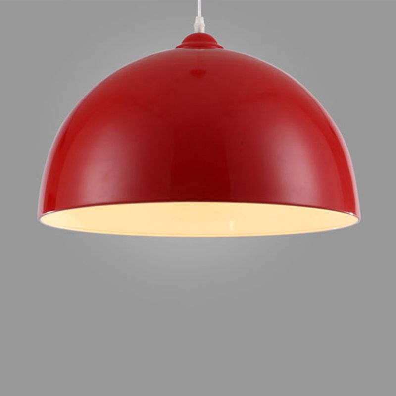 1-Light Dome Shade Pendant Lamp, Contemporary Metal Hanging Light for Restaurant