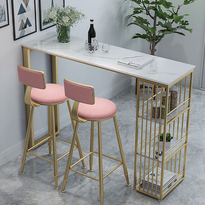 Nordic Bar Table Artificial Marble Top Pub Table with Cabinet for Dining Room