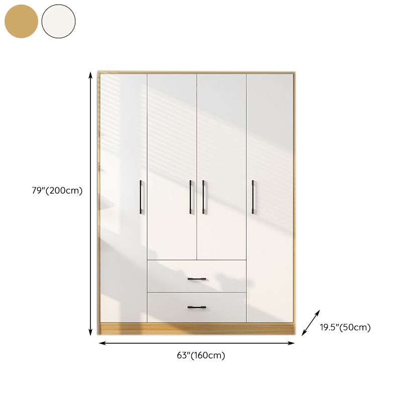 White Wooden Kids Closet High Gloss 2-Drawer Coat Locker with Sliding Barn Door