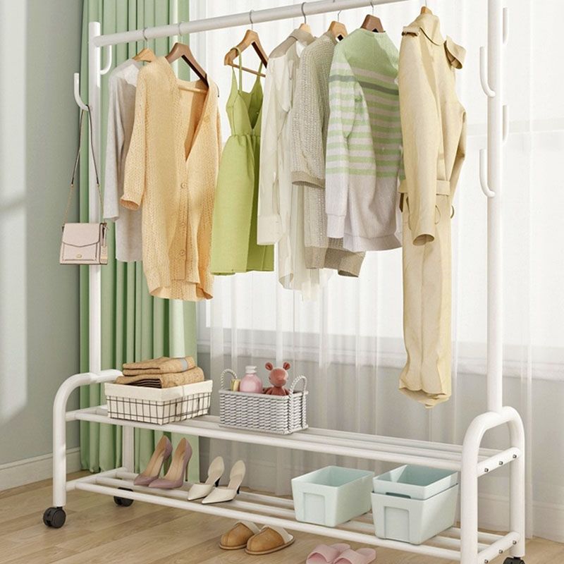 Contemporary Coat Rack Free Standing Metal Coat Hanger with Storage Shelving