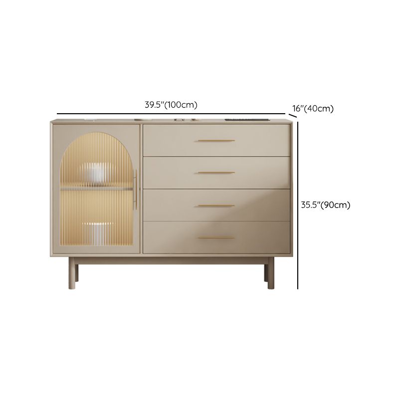 Solid Wood Base White Sideboard Cabinet Living Room Credenza