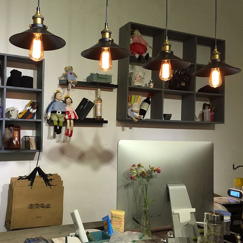 Stile industriale a sospensione conica a sospensione Light Impicchage Metal Hanging Segret in nero