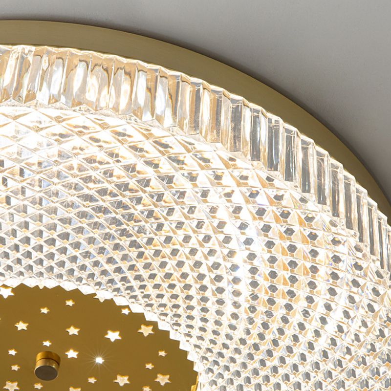 Single Golden Flush Mount Lighting Circle Acrylic LED Ceiling Light