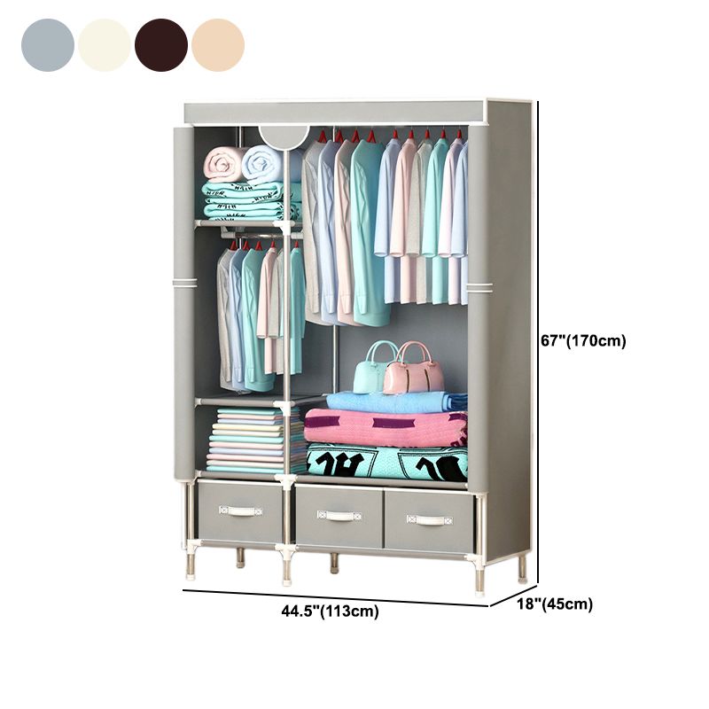 Steel Frame Wardrobe Cabinet Contemporary Home Wardrobe with Drawers