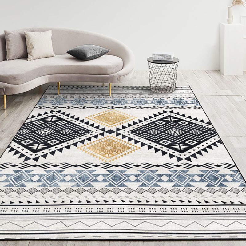 Decoration de maison de couleur claire Carpet Bohemian Chevron Area Rug Polyester avec un tapis de support sans glissement