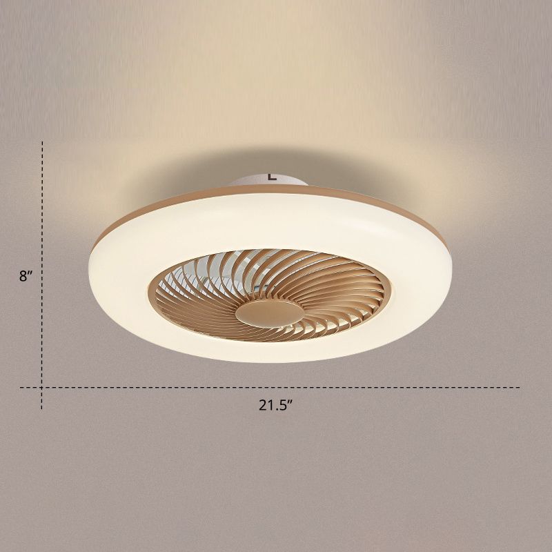 Remoto Control Round Semi Flush Sofiling Light Simplicity Acrilico Camera da letto Acrilico LED Ampiccio Light Fan Light, 21,5 "W